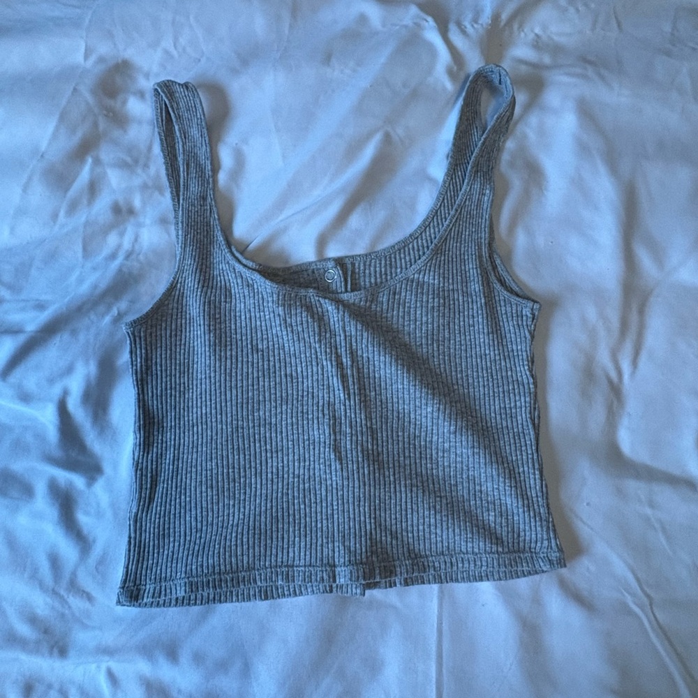 H&M Light Gray Ribbed Crop Top - Picture 3 of 4